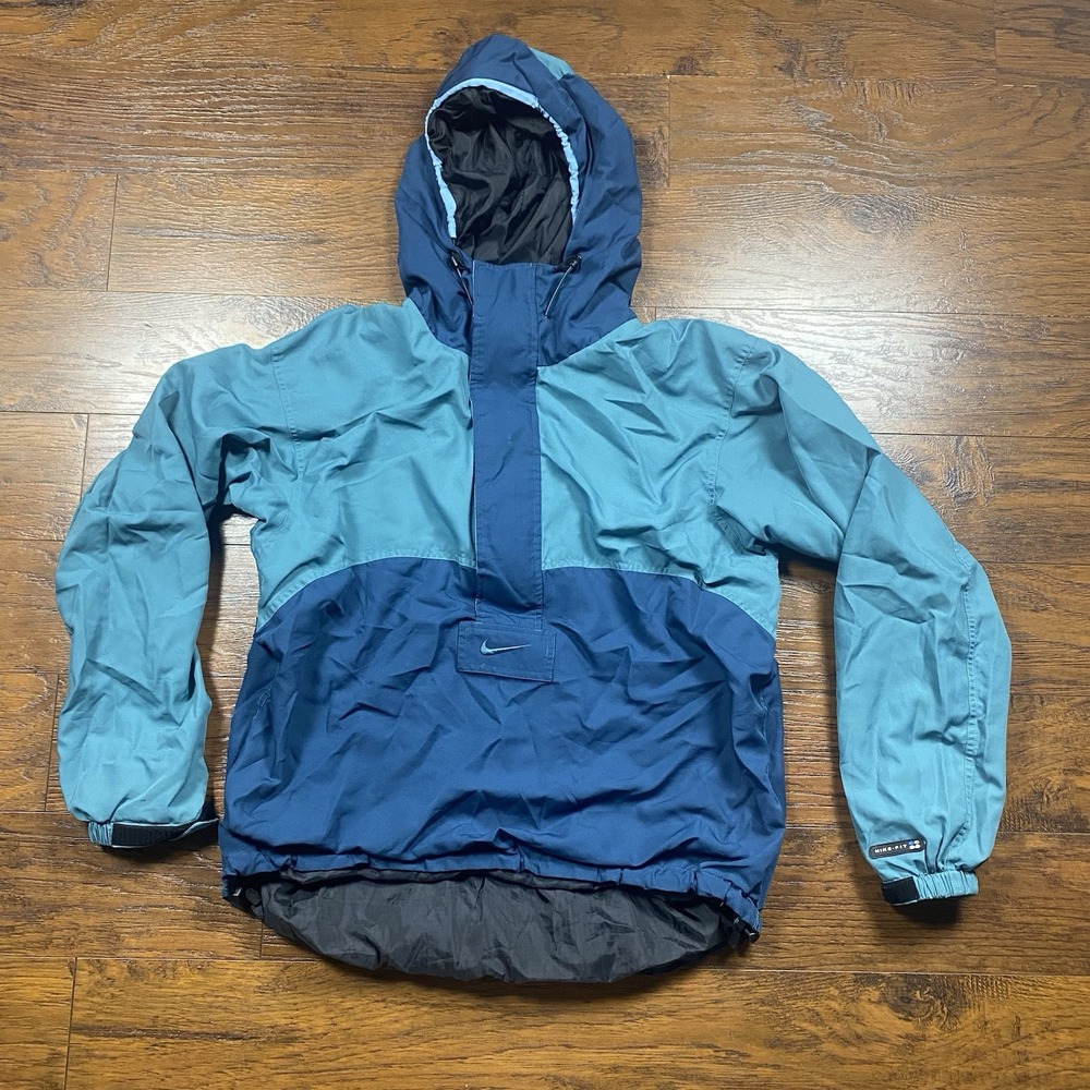 Nike ACG Anorak Jacket Mens Medium Blue Colorblock Half Zip Outer Layer 3 Vtg